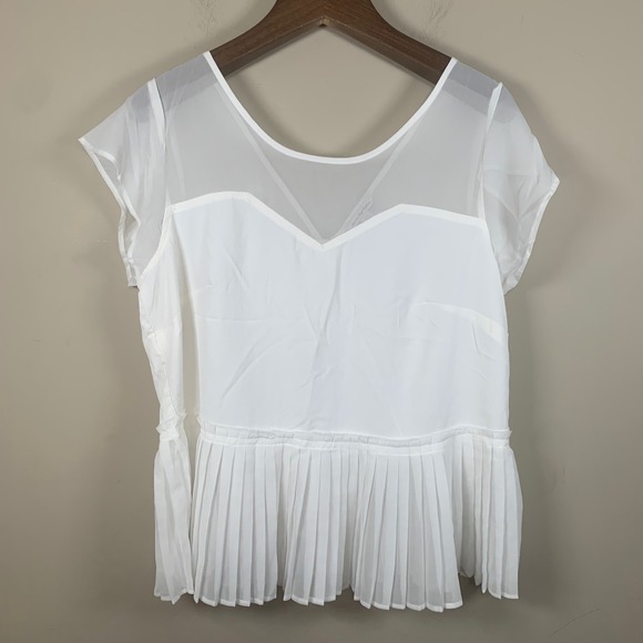 American Eagle Outfitters Tops - American Eagle Peplum Pleated Sheer Blouse Size XL Coquette